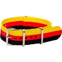 Kaiser Premium Black Red Yellow - Nato strap 18mm - Stripe - Horlogeband Zwart Rood Geel