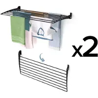 Foxydry 2x Fold 116 cm DOWN - black - wasdroogrek wandmontage clicksysteem - neerwaartse sluiting - 116 x 50 x 10 cm