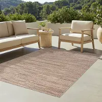 Tapiso Yucana Buitentapijt - Flatweave Vloerkleed Buiten & Binnen - Modern Buitenkleed Gestreept - Weerbestendig & UV-bestendig - Beige 200x300