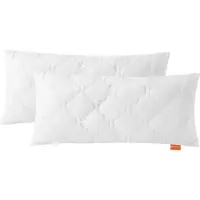 Sleepling 40 x 80 cm bamboe kussen set van 2, hoes 100% katoen gewatteerd met 100% viscose (bamboepulp), 700 gr. vulgewicht, Ökotex, wasbaar, wit