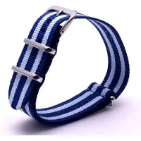 Kaiser Premium Dark Blue Light Blue - Nato strap 18mm - Stripe - Horlogeband Donker Blauw Licht Blauw