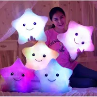 Halay Nachtlamp knuffel Ster wit kussen met LED verlichting 32cm Veilig nachtlampje
