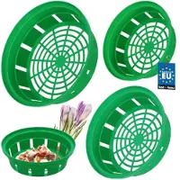 KOTARBAU 3 Stuks Bloembollenmand, ⌀ 200 / 230 / 260 mm, Groen, Plantenmand Voor Bloembollen, Bollenmanden Rond, Kweekmand van Kunststof, Bloembollen Schaal