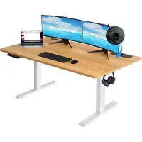 COMHOMA - Elektrisch Zit Sta Tafel 160x70 cm - Met Geheugenfunctie - Hout