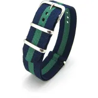 Kaiser Premium Navy Blue Green - Nato strap 20mm - Stripe - Horlogeband Navy Blauw Groen