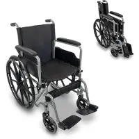 Mobiclinic Marsella - Vouwrolstoel - Rolstoel - Wielen met snelsluiting en drukknop - Stevig - Zitting 46cm - Inklapbare voetsteun en armleuningen - Remhendel - Zilver