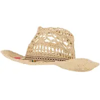 Sarlini - Cowboy hoed - Strohoed - Rieten hoed - Met sierband - Gevlochten - 57 cm - Beige