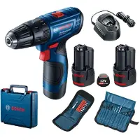Bosch - 12V accu-boorschroevendraaier met klopfunctie, inclusief accessoires, 2 accu’s van 2,0 Ah Li-Ion, oplader 06019G8102