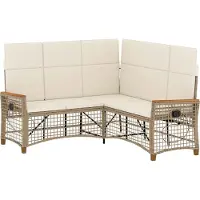 vidaXL Tuin verstelbare bank set Beige en Crème Wit 164 x 164 x 112 cm