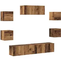vidaXL 5-delig Tv-meubelset wandmontage oud houtkleurig