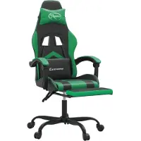 vidaXL Gamestoel met voetensteun kunstleer zwart en groen