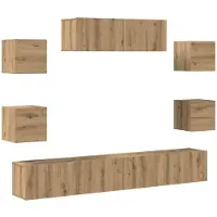 vidaXL 7-delig Tv-meubelset wandmontage bewerkt hout artisanaal eiken