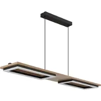 Globo Design Plafondlamp Bruce Zwart Met Hout