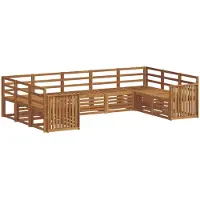 vidaXL Buiten bank set 9 st Naturel