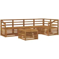 vidaXL Tuinset met 6 zitplaatsen, naturel kleur, polyester