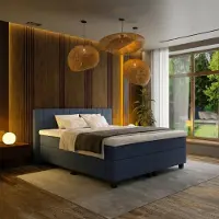 Mörgenn Boxspring Douze - Pocketvering - 12-Baans Hoofdbord - Donkerblauw - 120x200 cm - Inclusief Dekbed en Kussens