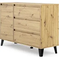 VBChome Kommode met 1 deur en 3 lades, 110 x 39 x 78 cm. Artisan, greeploze ladekast, multifunctionele kast voor hal, slaapkamer, woonkamer, kinderkamer. Modern design