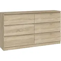 VBChome Kommode met 6 lades, 140 x 40 x 77 cm, eiken Sonoma. Ladekast zonder handgrepen, multifunctionele kast voor hal, slaapkamer, woonkamer, kinderkamer. Modern design