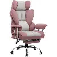 COMHOMA bureaustoel, gaming stoel, ergonomische bureaustoel met stoffen bekleding en voetsteun, in hoogte verstelbaar, bureaustoel, chefstoel, roze stof