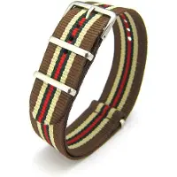 Kaiser Premium Brown Beige Green & Red - Nato strap 20mm - Stripe - Horlogeband Bruin Beige Groen & Rood