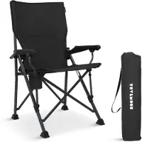 TRVLMORE Campingstoel Ergonomisch - Zwart - Verstelbare rugleuning 100 cm - Draagvermogen 120 kg
