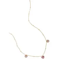 Yehwang Ketting met roze steentjes in hartjes