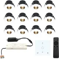 HOFTRONIC™ 12x Betty witte LED Inbouwspots complete set met muurdimmer - 12V - 3 Watt - Veranda verlichting - voor buiten - 2700K warm wit