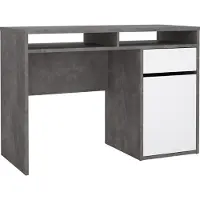 Ebuy24 Plus bureau met 1 deur, 1 lade en 2 legplanken, betondecor/wit hoogglans.