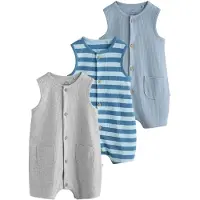 Next Rompertje/body blauw / opaal / pastelblauw / grijs