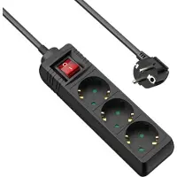Allteq Stekkerdoos - zwart of wit - 1 tot15 meter - met schakelaar