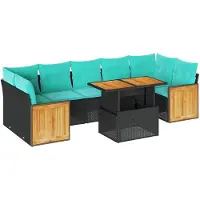 vidaXL 10-delige Loungeset met kussens poly rattan acacia zwart