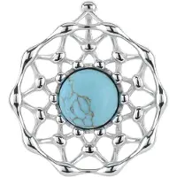 Cavill - Turkoois Hanger 925 Sterling Zilver Gerhodineerd - 1 3 CT Ronde Cabochon 8 mm - Elegant Filigrain Design - Blauwgroen - Dames Sieraden