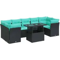 vidaXL 8-delige Loungeset met kussens poly rattan acacia zwart