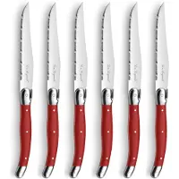 Laguiole Lou Laguiole Tradition steakmessen in blok - 6 stuks - rood