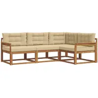 vidaXL Buiten bank set 4 st Natuurlijk en Beige