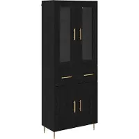 vidaXL Highboard 2 st Zwart Eiken 69,5 x 34 x 180 cm Bewerkt hout
