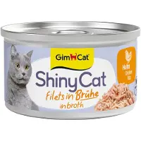 GimCat 24x Kattenvoer Nat ShinyCat Filets in Bouillon Kip 70 gr