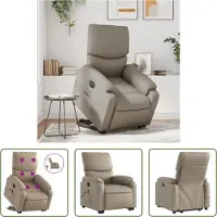 The Living Store De Living Store massagestoel met opstahulp, elektrisch, cappuccino kleur, kunstleer