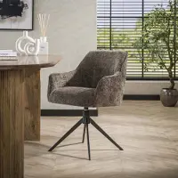 Dimehouse Eetkamerstoel Chia Rich Stof Taupe Draaibaar - Chenille - Scandinavisch & Basic