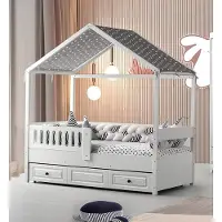 AEA Kinderbett Holzbett Funktionsbett Ausziehbares Bett 200 Holz Weiß