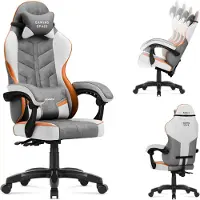 Huzaro Gaming stoel Force 2.7 Grijs – ergonomische draaistoel met fluweelbekleding, verstelbare rugleuning, lendensteun en hoofdkussen, geschikt tot 140 kg