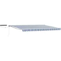 vidaXL Elektrisch Uitschuifbare Zonneluifel Blauw en Wit 4 x 2 m