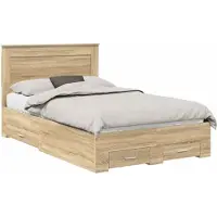 vidaXL Bedframe met lade Sonoma Eik 120 x 200 cm Bewerkt hout