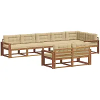vidaXL Buiten bank set 8 st Natuurlijk en Beige
