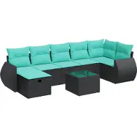 vidaXL 8-delige tuinmeubelset met kussens, zwart, polyrotan