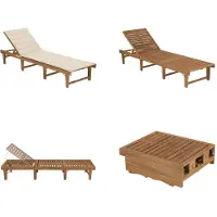 vidaXL Ligbed inklapbaar met kussen massief acaciahout - Ligbed - Ligbedden - Ligstoel - Ligstoelen