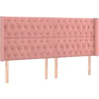 vidaXL Hoofdbord met randen 183x16x118/128 cm fluweel roze