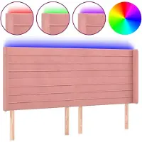 vidaXL Hoofdbord LED 203x16x118/128 cm fluweel roze