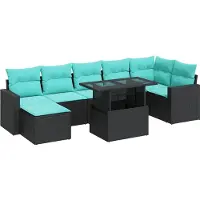 vidaXL 8-delige Loungeset met kussens poly rattan acacia zwart