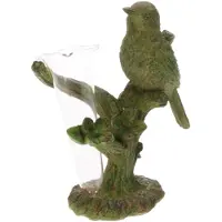 MEA Vaasje Koolmees op tak, groen 13x8x16cm